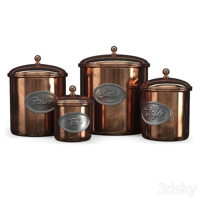 Aged copper cans 3D Model
