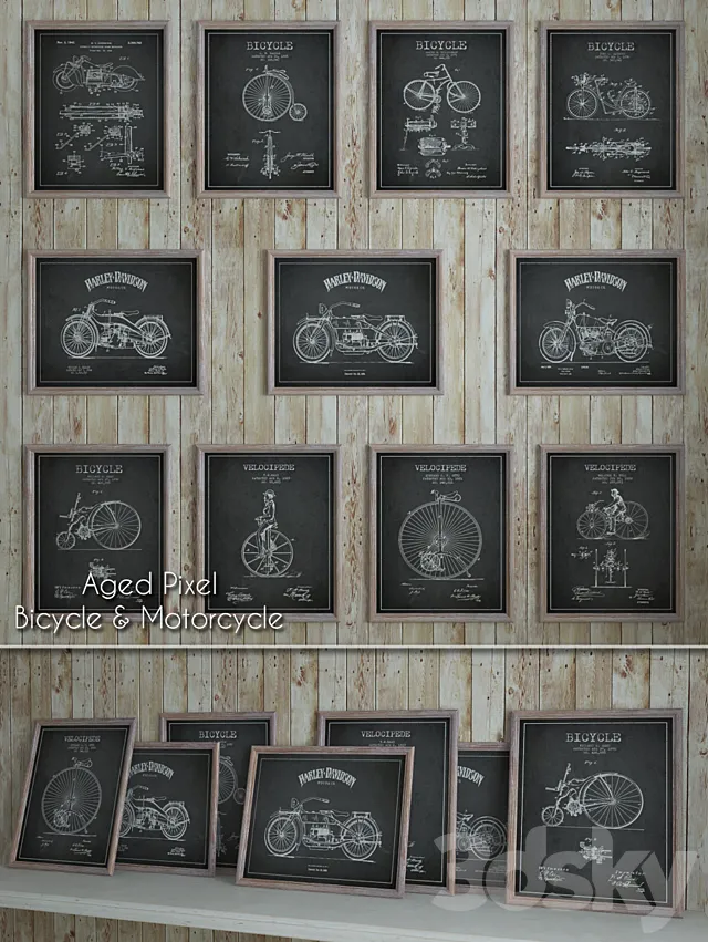 Aged Pixel "Bicycle & Motorcycle" 3D Model