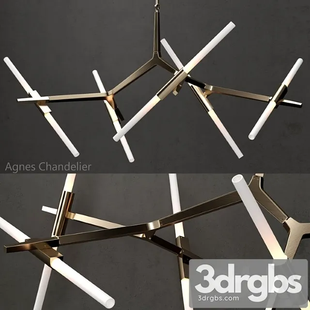 Agnes Chandelier 10 Lights Gold 3D Model Free