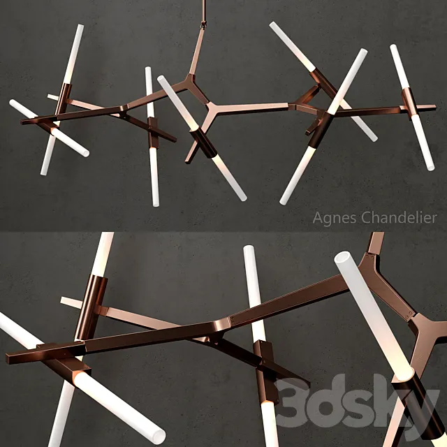 Agnes Chandelier 14 lights COPPER 3D Model