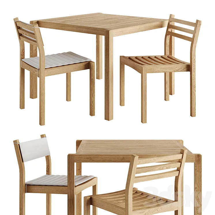 AH902 and AH501 Outdoor Dining Set by Carl Hansen 3D Model Free