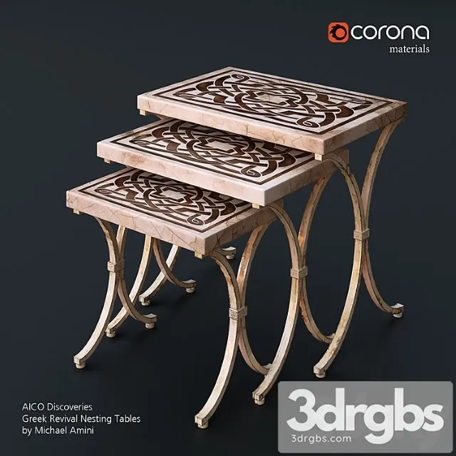 Aico Discoveries Greek Revival Nesting Tables By Michael Amini 3D Model Free