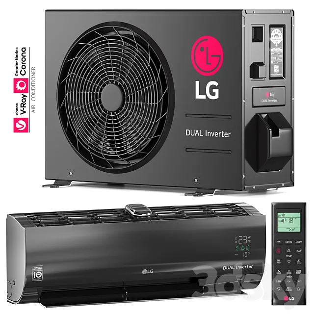 Air Conditioner Black 3D Model