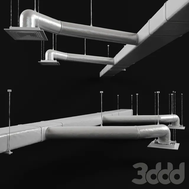 Airbox with rectangular diffusers 3D Model