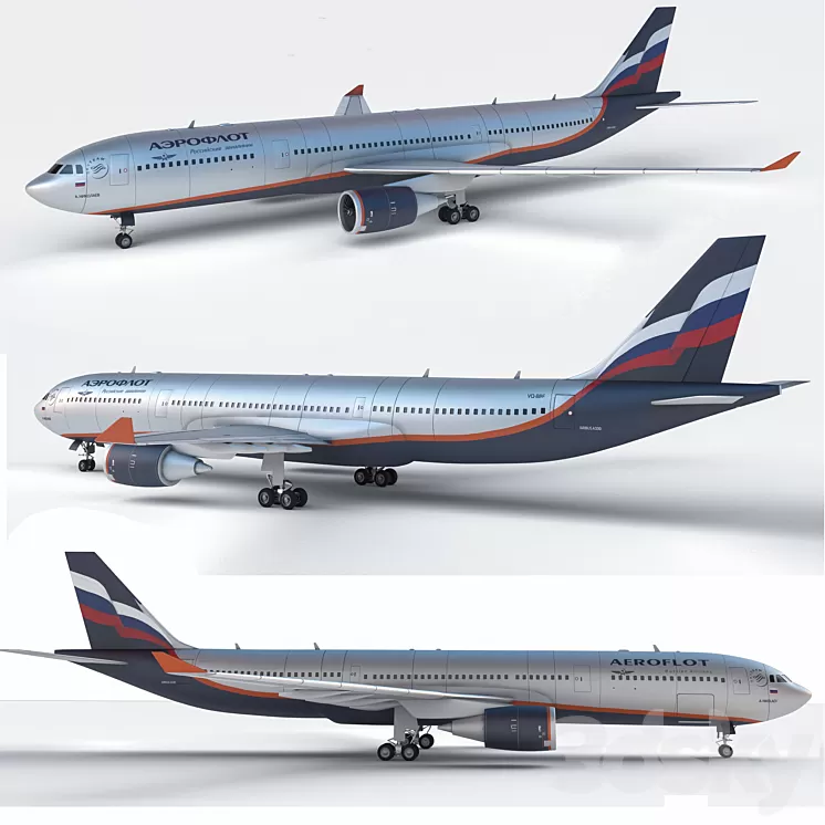 Airbus A330 Aeroflot 3D Model