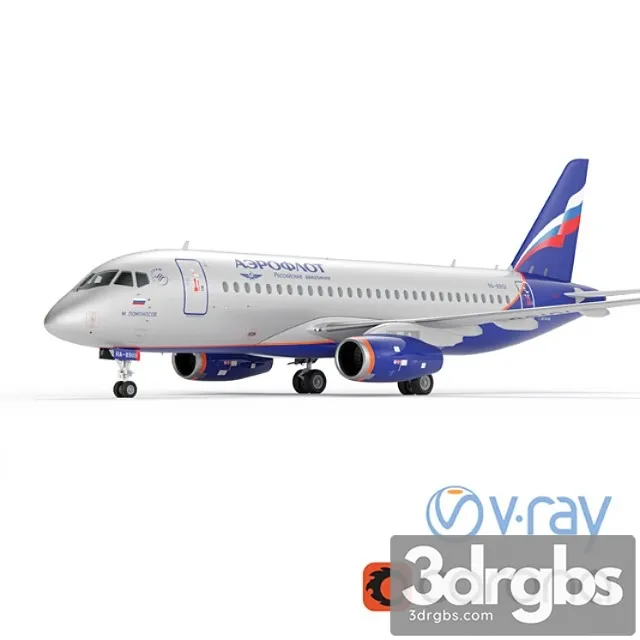 Aircraft ssj-100 aeroflot 3D Model Free