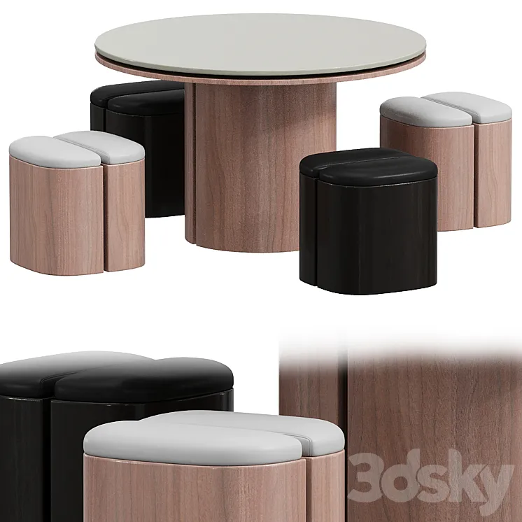 Aire Stool with Table 3D Model Free