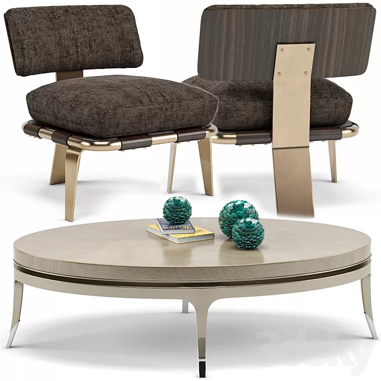 Airflow Chair Front And Center Table Estela Blue Shell Balls 3D Model