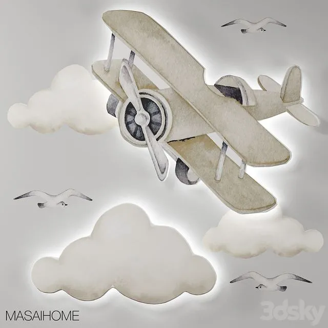 Airplane and cloud 3D Model