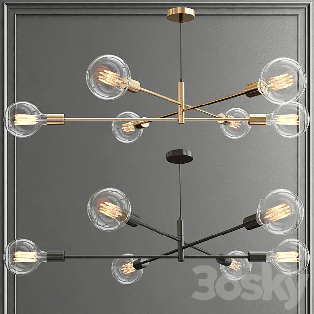Alana Rustic 6 Bulb 3D Model