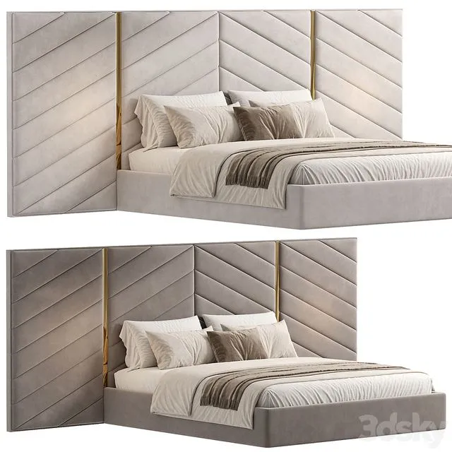 Albero bed with wide headboard 3D Model