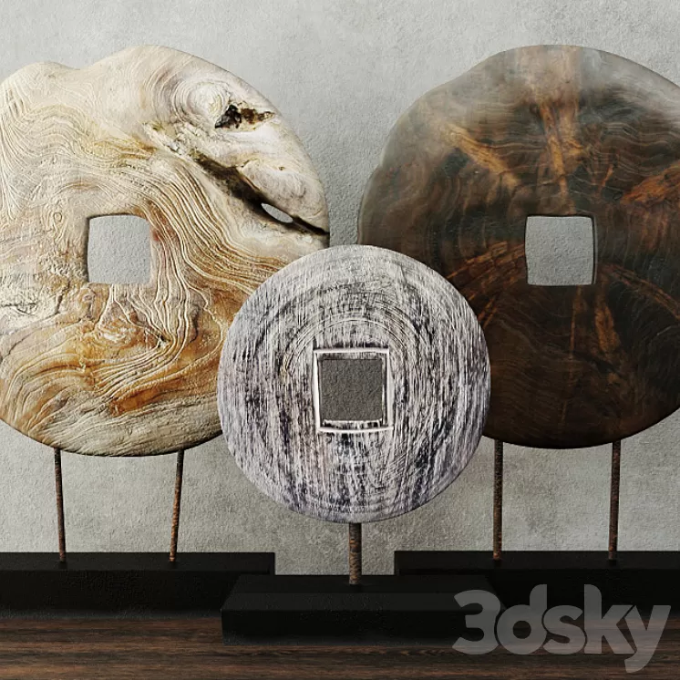 Albesia & Teak Wood Table Top Decoration 3D Model