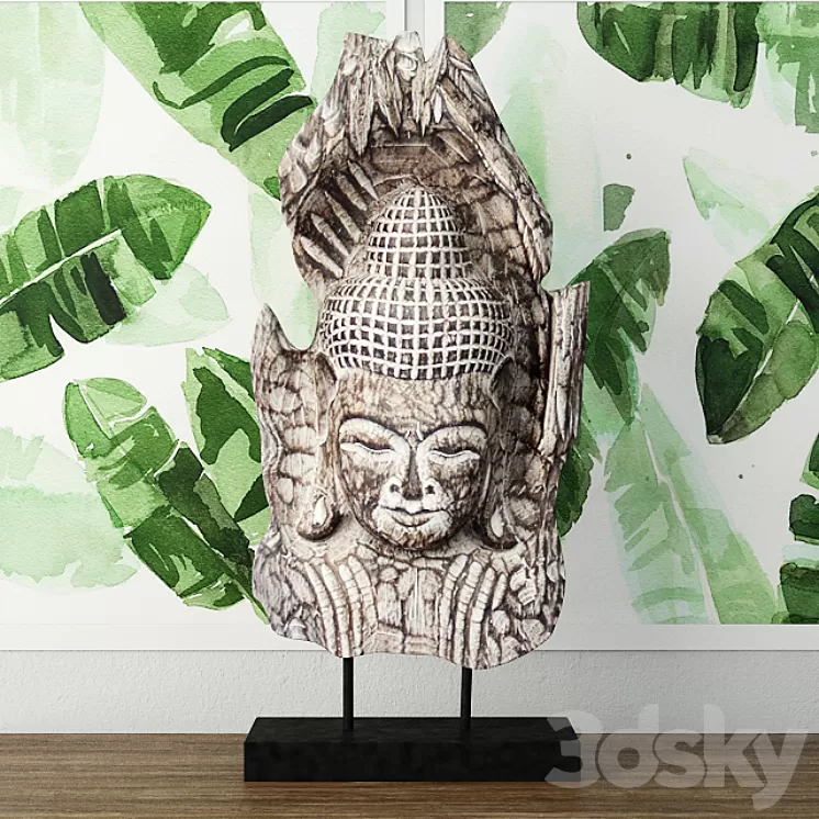 Albesia Wood Buddha Decoration 3D Model