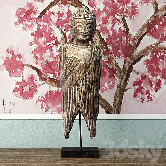 Albesia Wood Buddha Decoration 3DModel