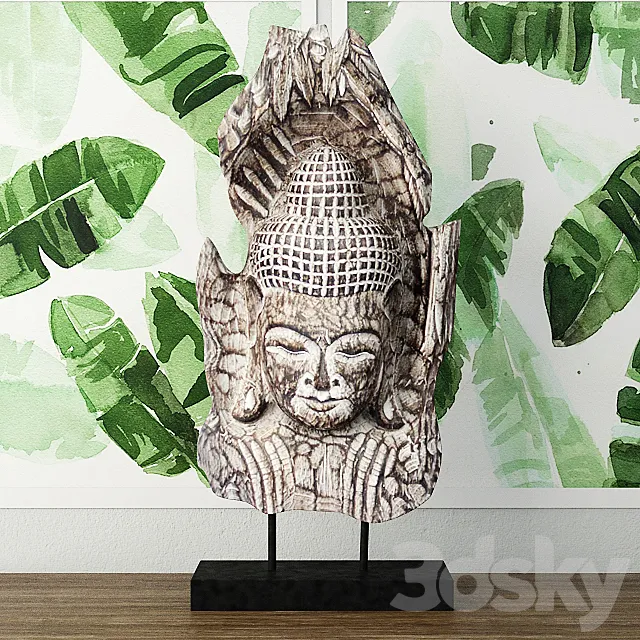 Albesia Wood Buddha Decoration 3DModel
