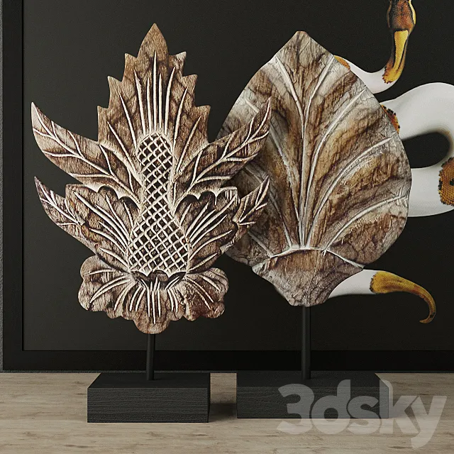 Albesia Wood Carved Decoration 3D Model