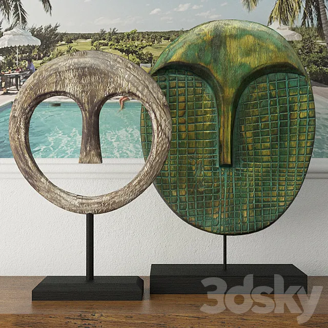 Albesia Wood Mask Decoration 3D Model