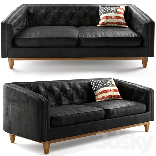 Alcott oxford black sofa 3D Model