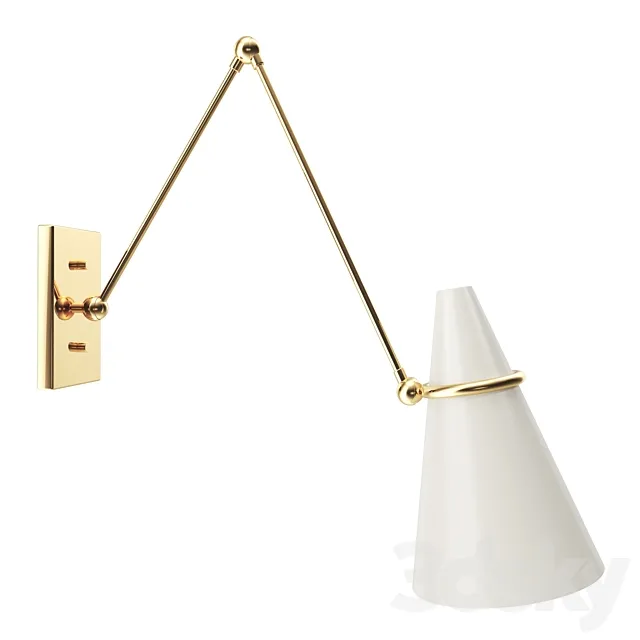 Aldus Ivory Polished Brass Wall Sconce by Hettler.Tüllmann 3D Model