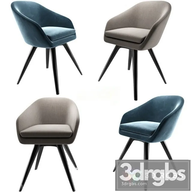 Aleria Upholstered Steel Swivel Chair 3D Model Free