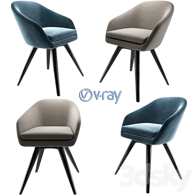 Aleria Upholstered Steel Swivel Chair 3DModel