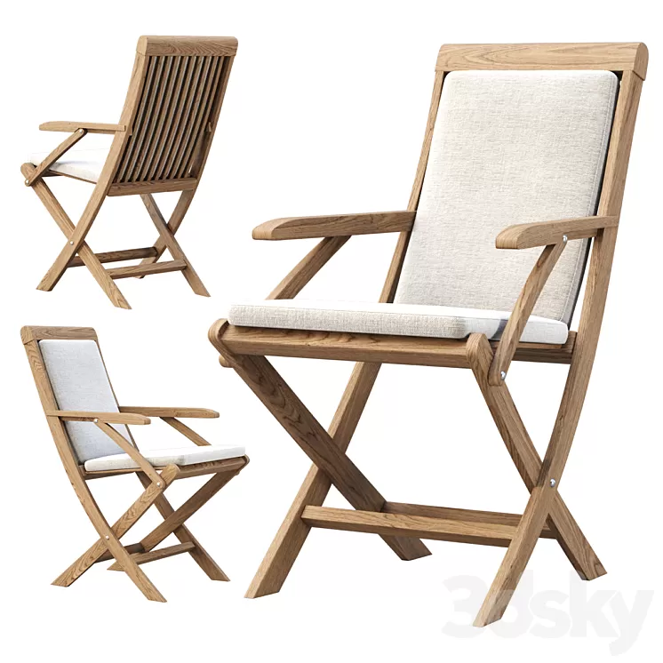 Alesso outdoor wooden dining chair 3D Model Free