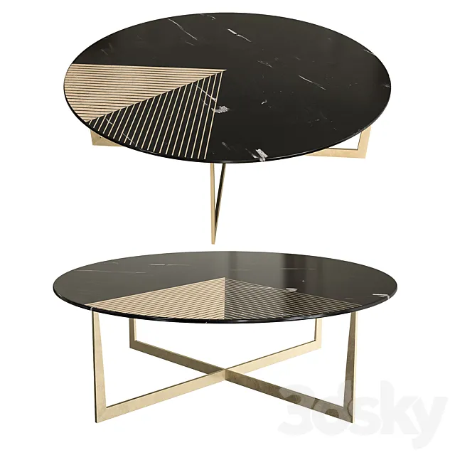 Alex Mint Gold Radius Coffee Tables 3DModel