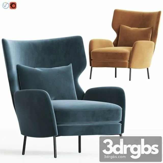 Alex Navy Blue Velvet Accent Chair 3D Model Free