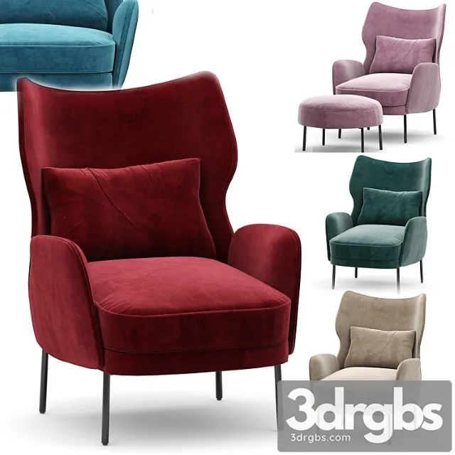 Alex navy velvet accent chair crate and barrel 3D Model Free