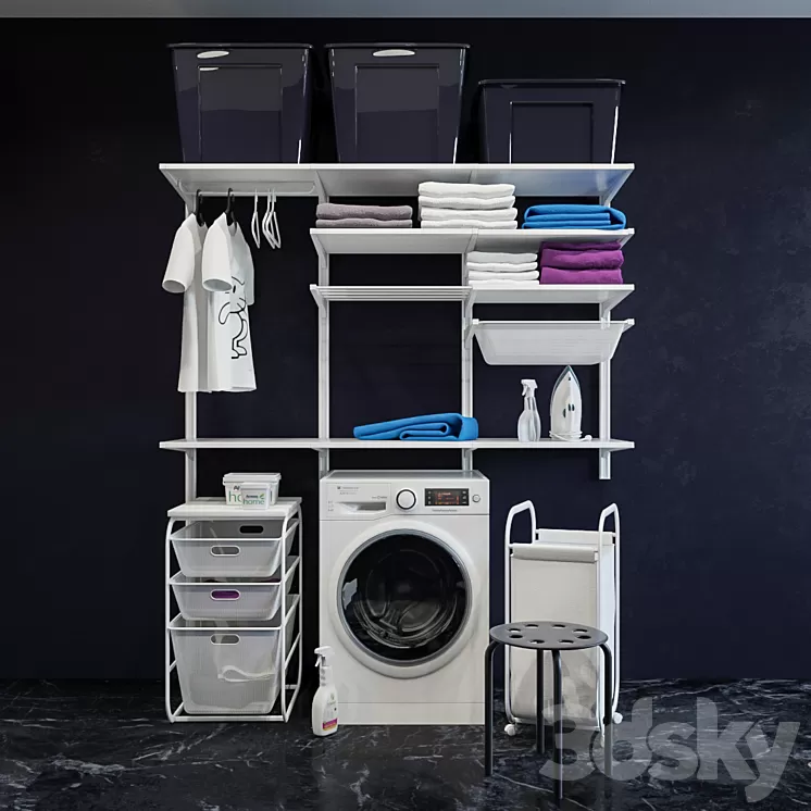Algot IKEA Storage System ikea BOAXEL БОАКСЕЛЬ/ washing machine / Towels 3D Model