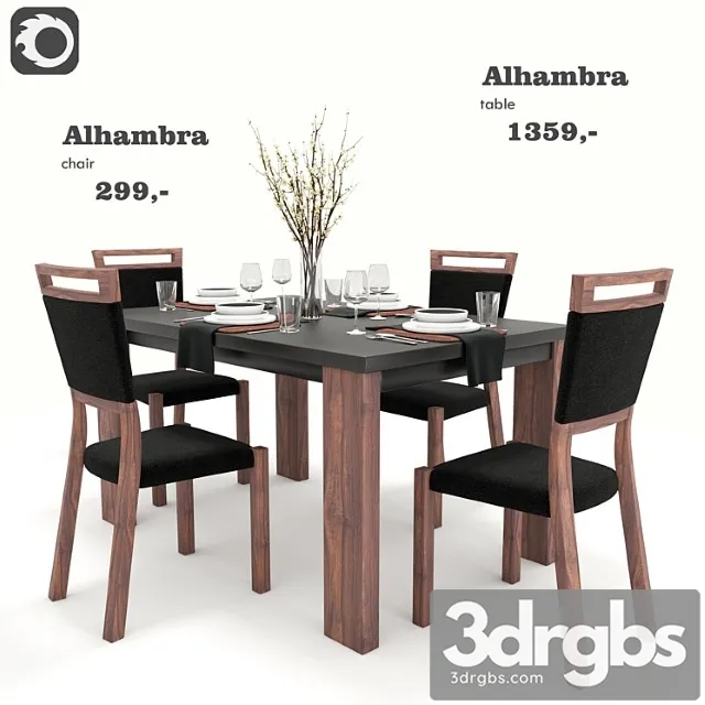 Alhambra Dining Set Brw 3D Model Free