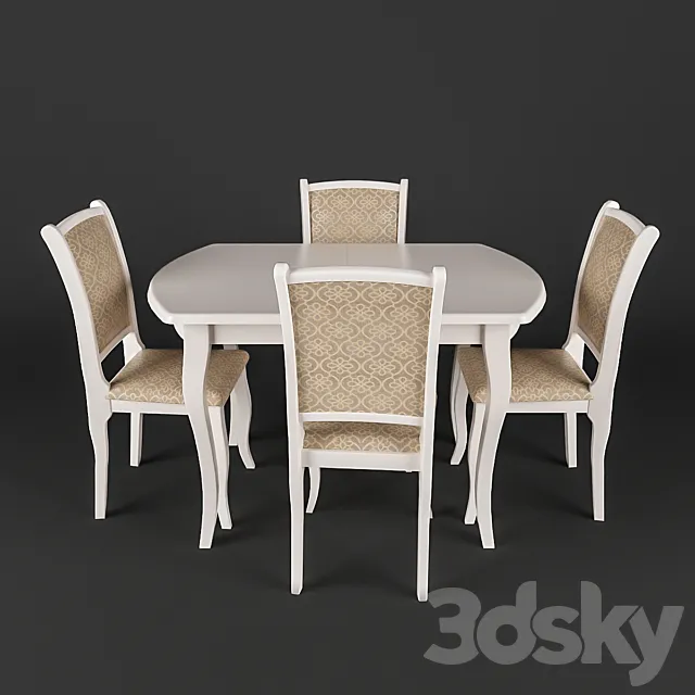 Alicante table with chairs MN Milano 3D Model