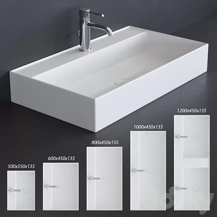Alice Ceramica Hide Washbasin Set 1 3D Model
