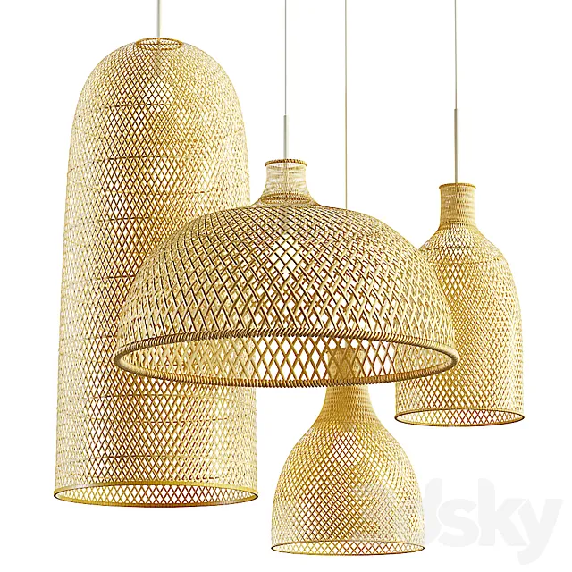 Aliexpress rattan chandelier set 3D Model