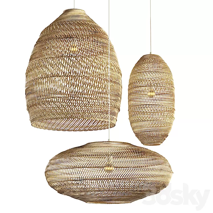Aliexpress rattan chandelier set 3D Model