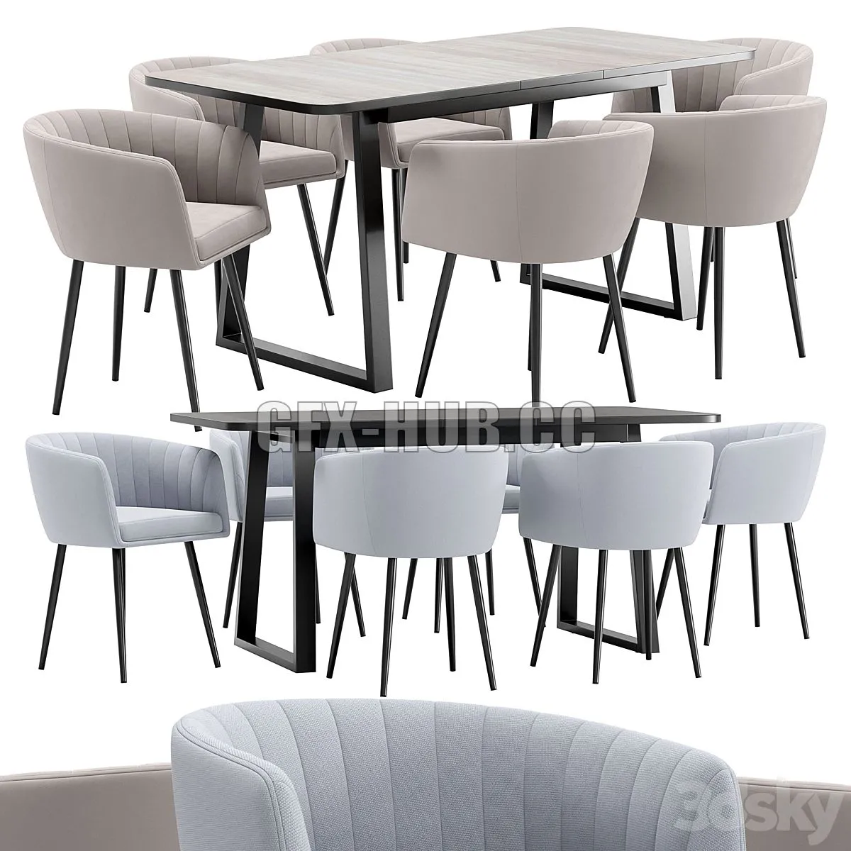 Alina dining chair and Sheffilton Table 3D Model