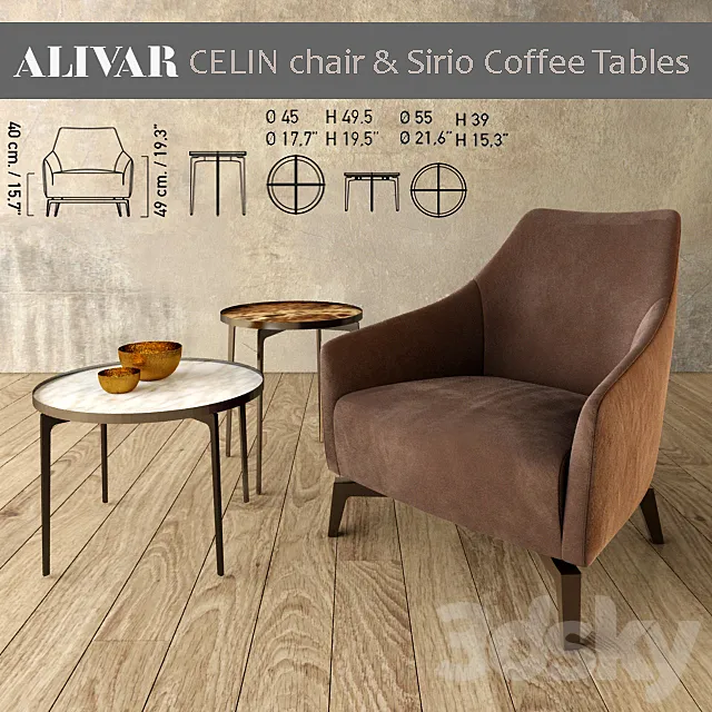 Alivar Celin chair Sirio coffe tables 3D Model