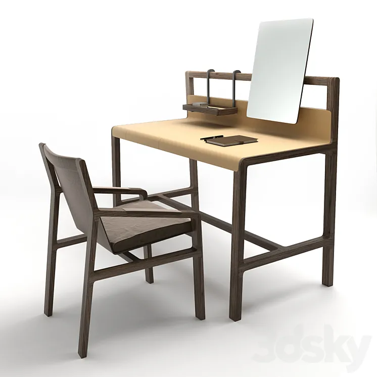 Alivar Scribe desk and Ester chair 3D Model Free