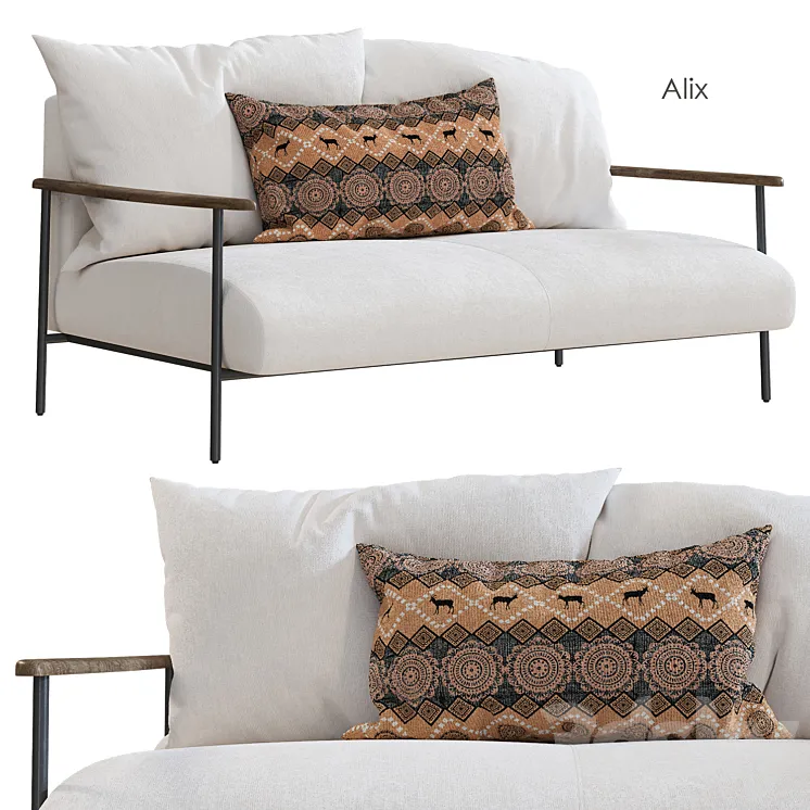 Alix Tikamoon Sofa 2-seater 3D Model Free