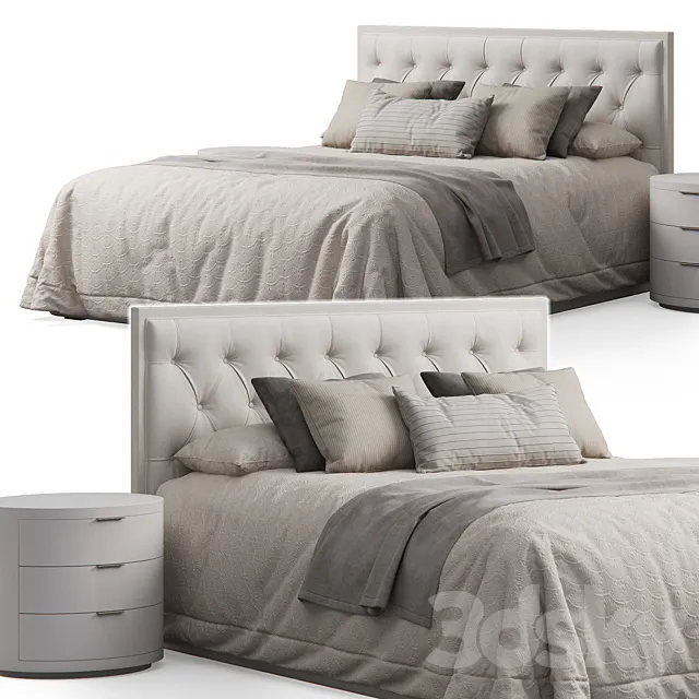 Alix Tufted Headboard Bed 3D Model