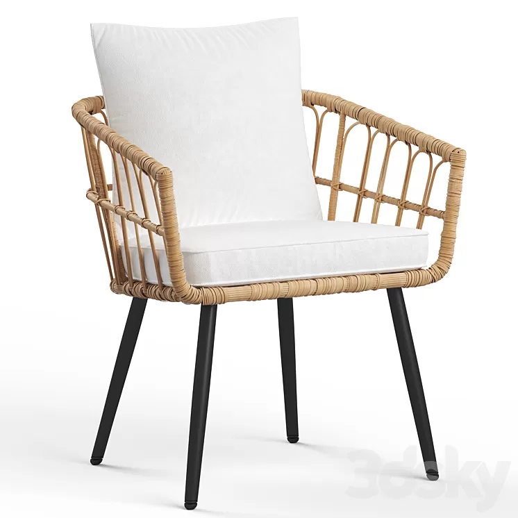 Aliyah Wicker Rattan armchair 3D Model