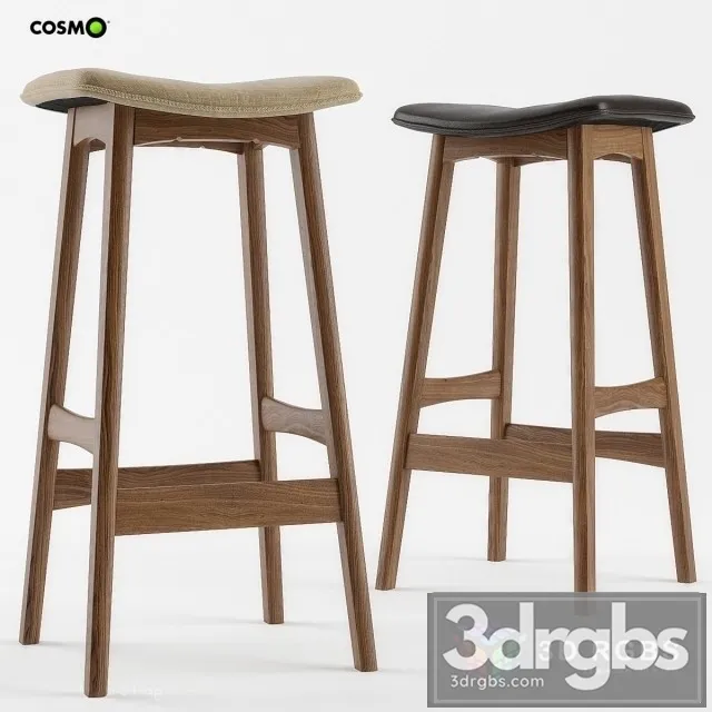 Allegra Wood Bar Chair 3D Model Free