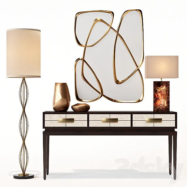 Allegro Three-Drawer Console Table 3D Model