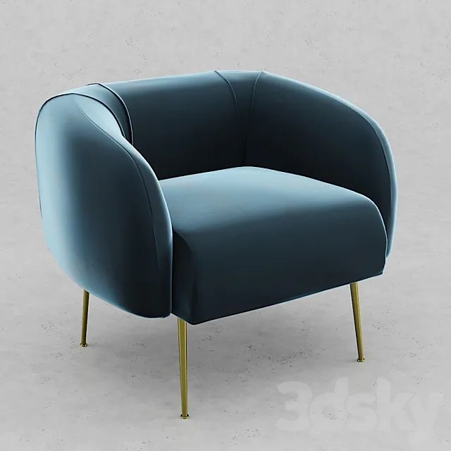 Allie Chair Velour Petro - Plum 3DModel