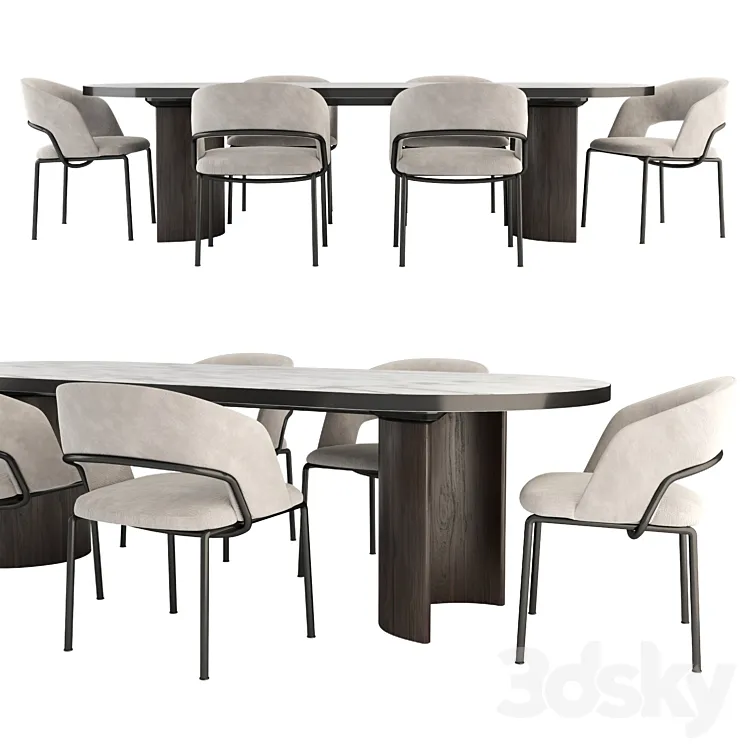 Alma Chair and Blevio Table 3D Model Free