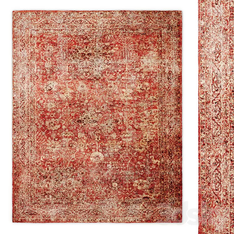 Almira Hand-Knotted Wool Rug RH 3D Model