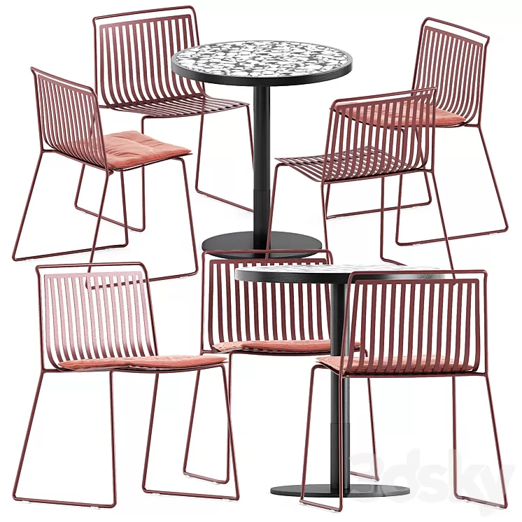 Alo Outdoor chair by ondarreta and Briscola table by miniforms 3D Model Free Download