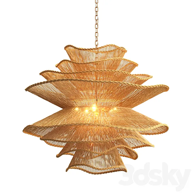 Alondra Chandelier large rattan 3D Model