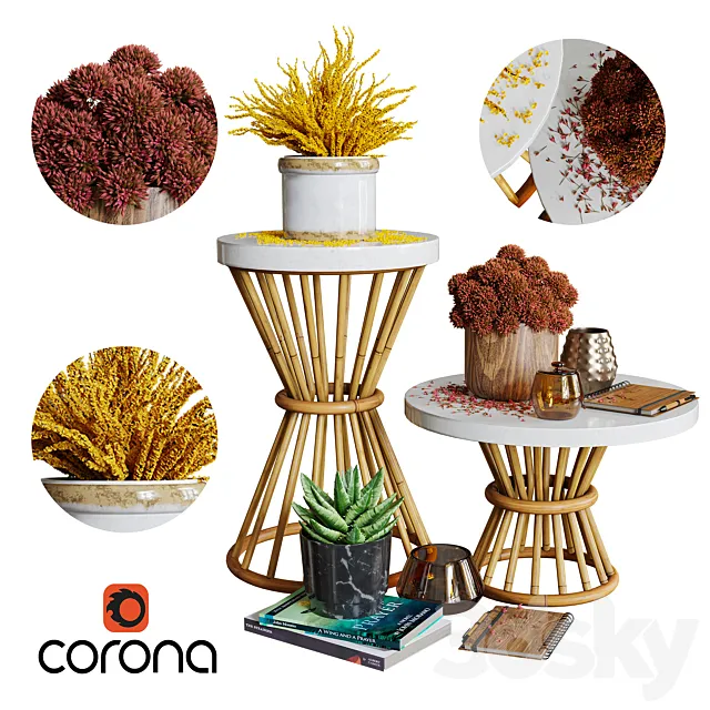 Aloysia Rattan decorative set 3D Model
