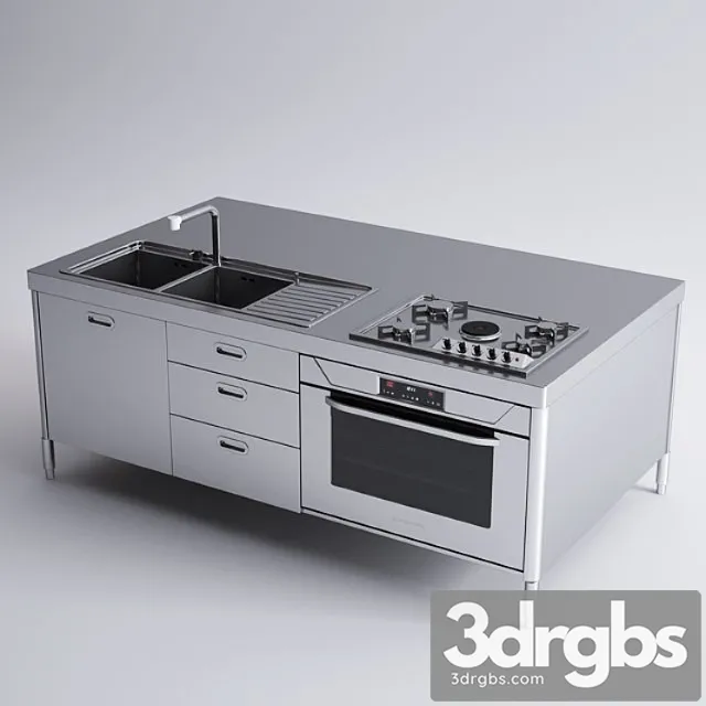 Alpes Inox Kitchen Island 3D Model Free